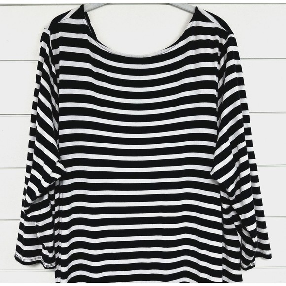 Lane Bryant Striped Side-Knot Midi Dress Womens 22/24 V-Neck Stretch 3/4 Sleeve - Picture 7 of 14